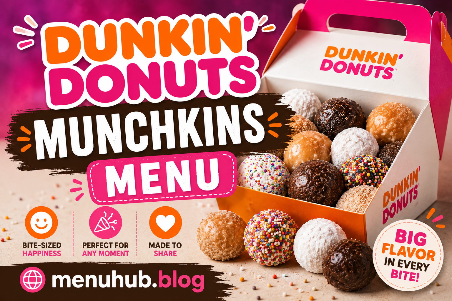 Dunkin Donuts Munchkins Menu with Prices 2026